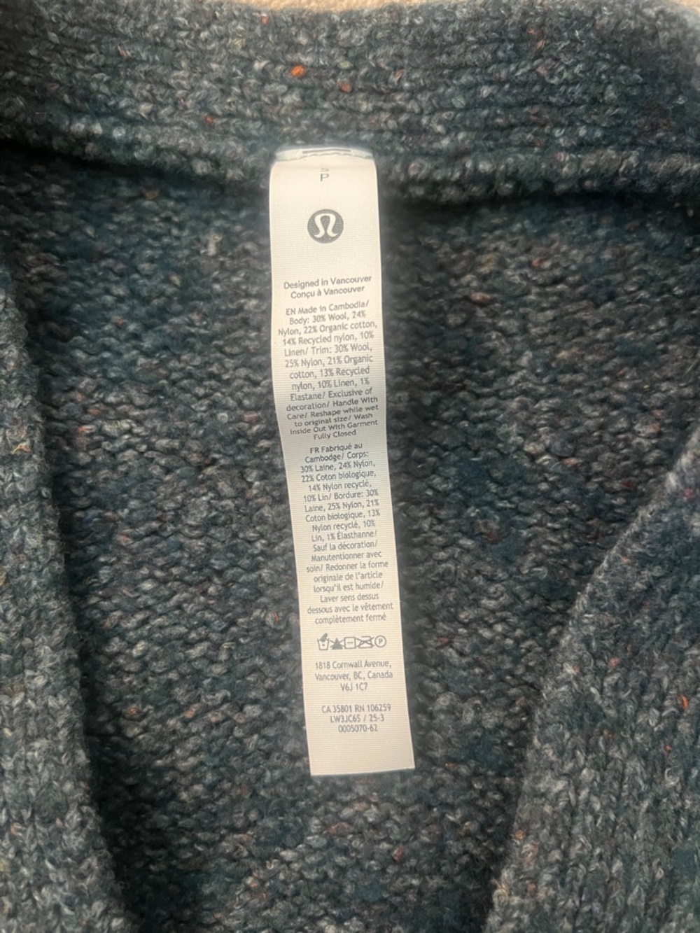LULULEMON wool blend - button up - color heathered teel shadow size M - Picture 2 of 5